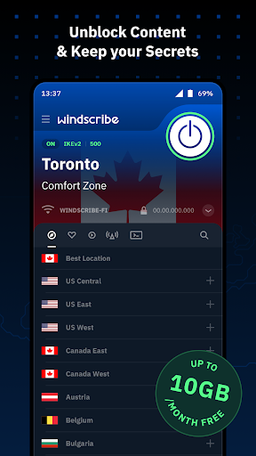 Screenshot Windscribe VPN