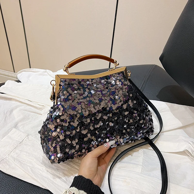 Title 5, Bolsa feminina com concha de lantejoulas portát...