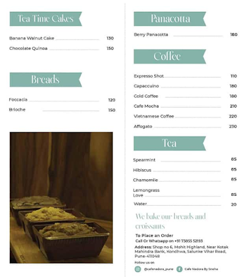 Cafe Nadora By Sneha menu 