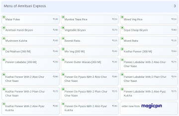 Amritsari Express menu 