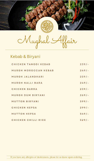 Mughal Affair menu 2