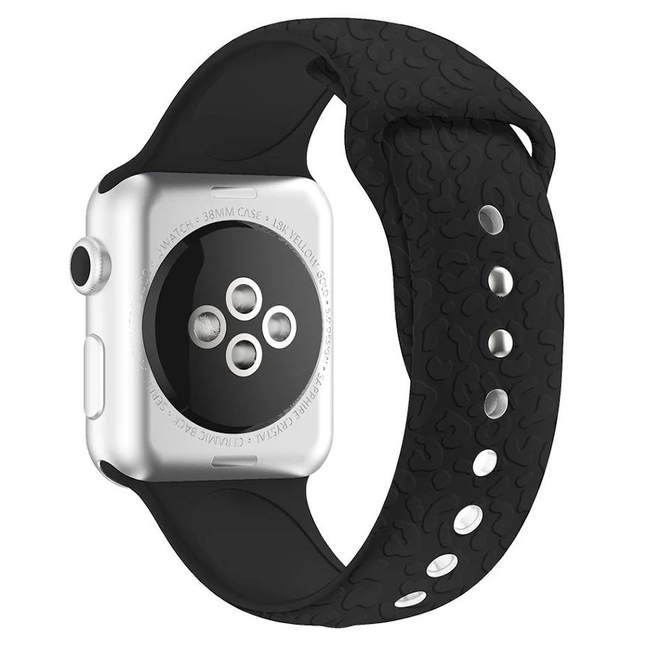Bracelet en silicone avec motif léopard gravé au laser. Profitez d'un style unique et d'un confort optimal avec ce bracelet de montre.
