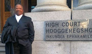 Murdered advocate Vernon Jantjies on the steps of the high court in Cape Town.