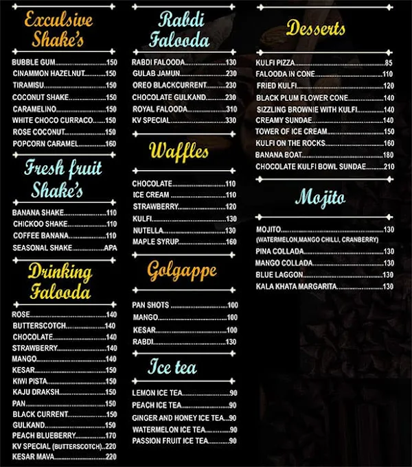 Kulfi Village menu 