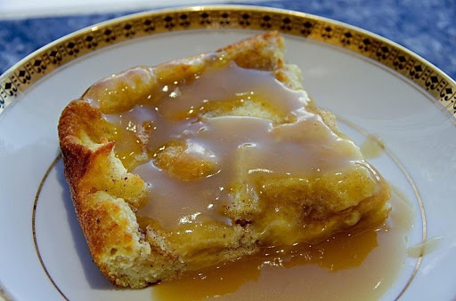 Bread pudding using regular bread...and a butter lemon sauce