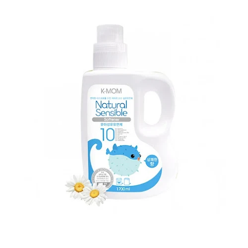 Nước xả vải sơ sinh với chiết xuất thảo mộc hữu cơ K-Mom (dạng can 1700ml - màu xanh)