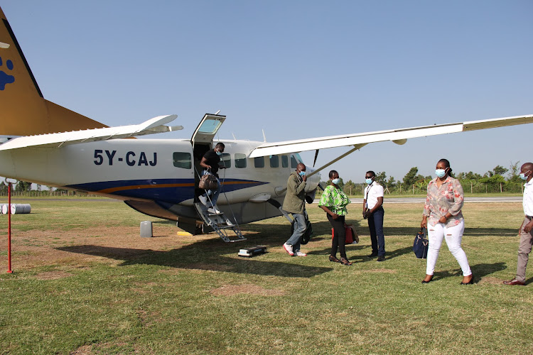 Mombasa Air Safari aircraft at Kabunde airstrip in Homa Bay on June 11, 2021