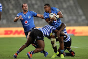 Simphiwe Matanzima of the Bulls carries the ball during the Currie Cup match against Western Province at Cape Town Stadium on January 19 2022.