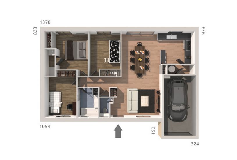  Vente Terrain + Maison - Terrain : 1 100m² - Maison : 85m² à Robion (84440) 