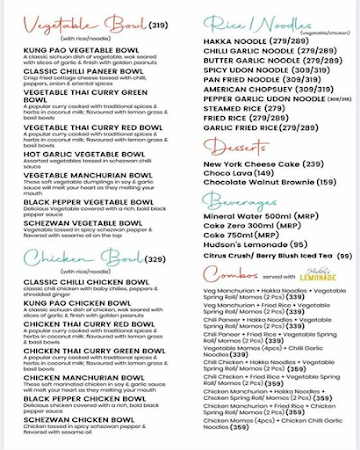 Hudson Chopsticks menu 