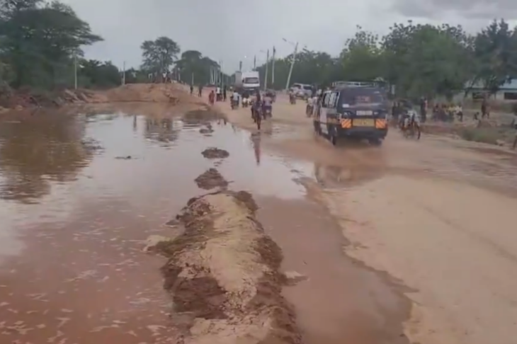 Section of the Nairobi-Garissa raod that is flooded around Mororo area, April 5, 2024.