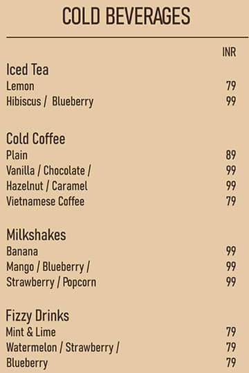 Chai Blends menu 