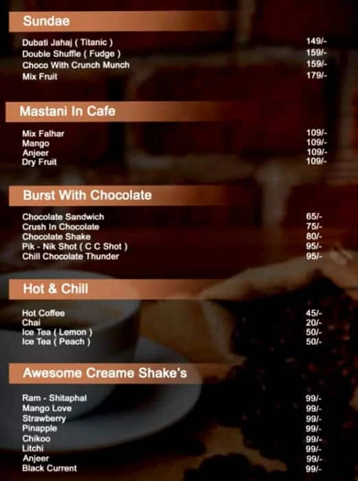 Cafe Creme menu 