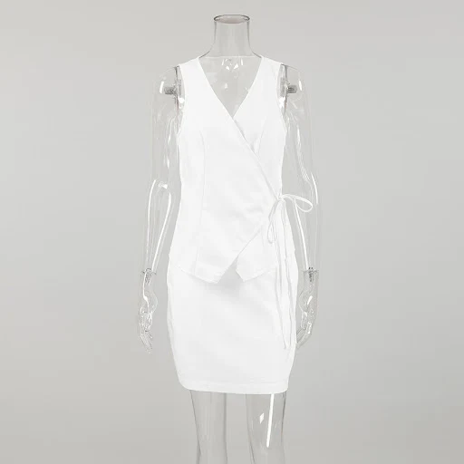 Title 8, Womens Commuter White Lace-up Vest Short Skirt...