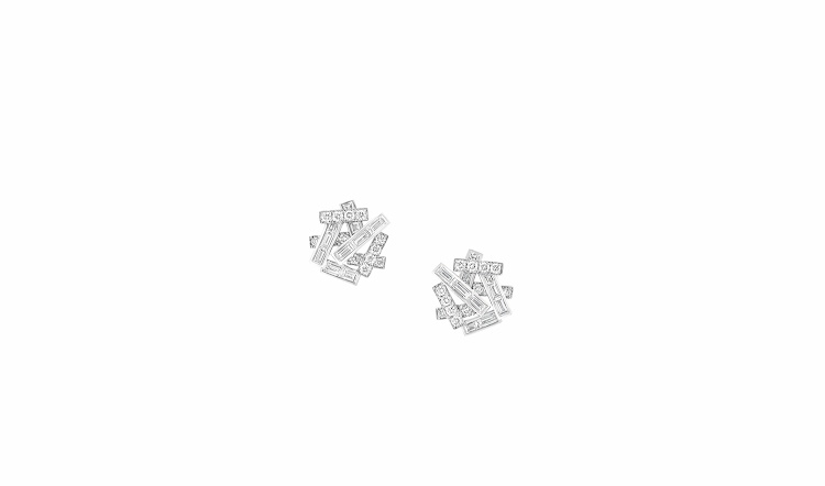 Graff Threads earrings with round, baguette-cut diamonds (1.80ct total weight) in white gold.