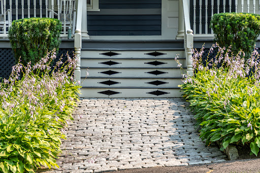 Paved walkway leading to house stairs - Prestige property for sale in Woodbury, 4 bedrooms