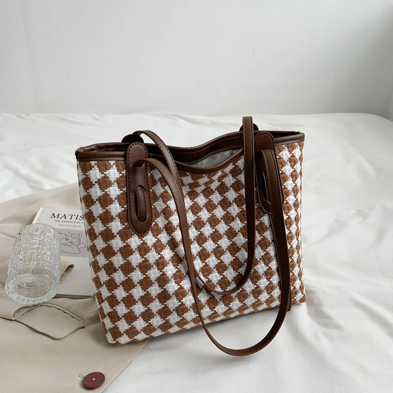 Title 5, Plaid Single Shoulder Bag for Women, Large Capa...