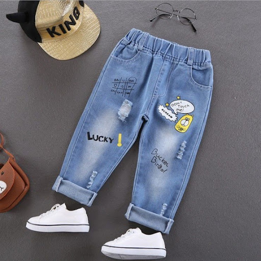 Title 3, New Printed Boys Denim Long Trousers Hot Sale C...