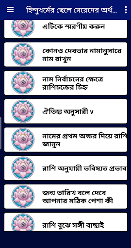 হিন্দুধর্মের ছেলে মেয়েদের অর্থ সহ নাম