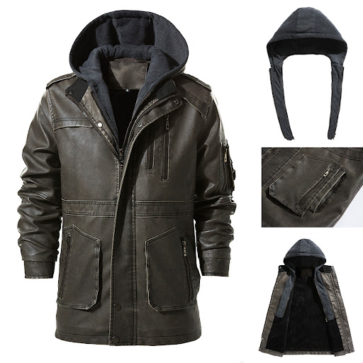 Title 1, New Mens Classic Retro Midi Leather Coat