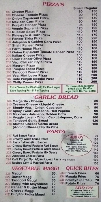 Cafe Punjab menu 