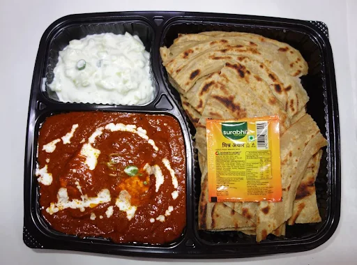 2 Lachha Paratha With Paneer Makhana Masala