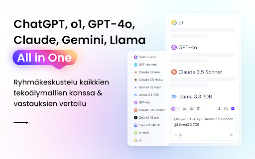 Sider: ChatGPT-sivupalkki + GPT-4o, Claude 3 & DeepSeek AI