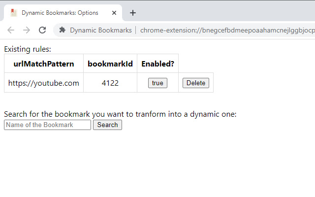 Dynamic Bookmarks chrome extension