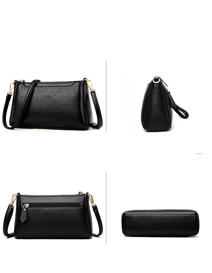 Sac à bandoulière en cuir souple multicouche pour femmes d'âge moyen, sac messager élégant, idéal pour l'épaule, pratique et chic