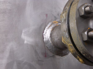 Crack in small-bore connection 