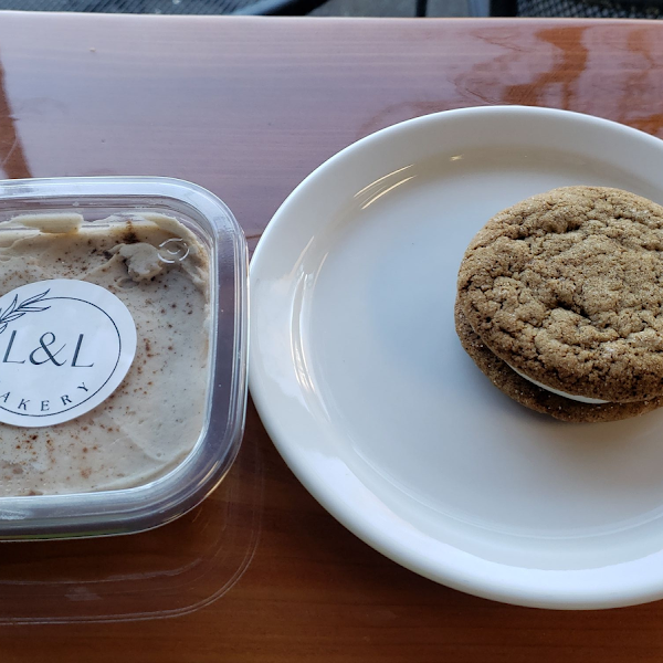 cinnamon cake and molasses cookie sandwich