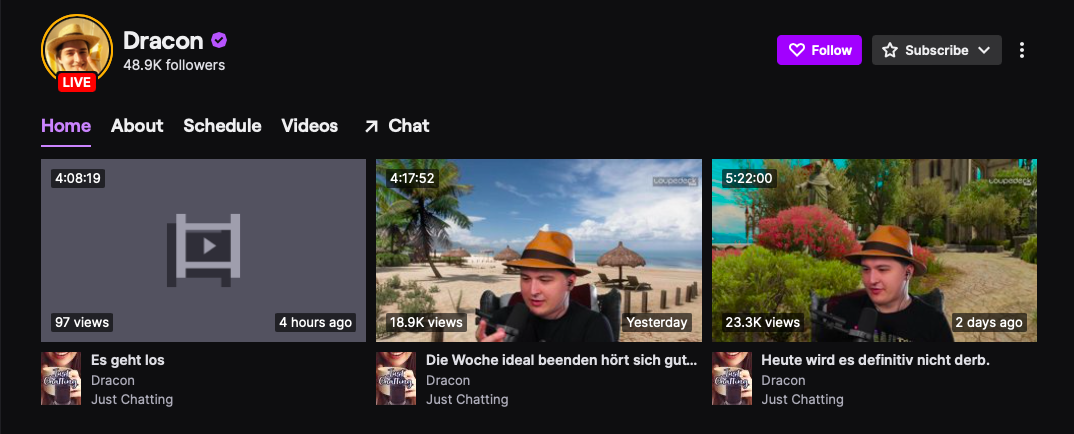 Popular Just Chatting Influencers on Twitch