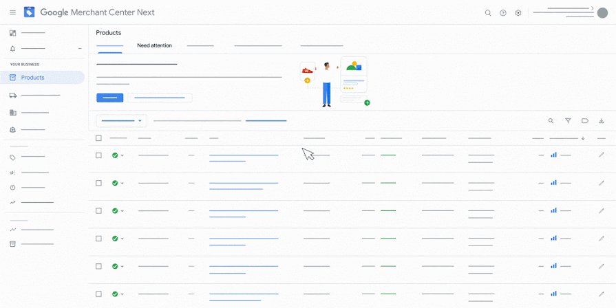 An animation that shows how to request a review for policy issues in Merchant Center.