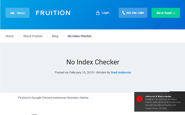 Noindex Alerter chrome extension