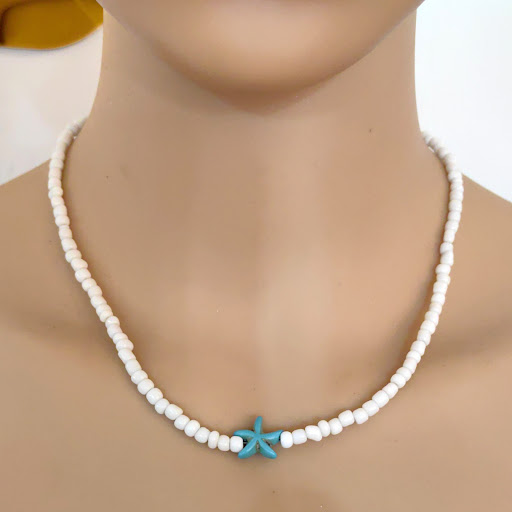 Title 10, Handmade White Beaded Clavicle Chain For Women....