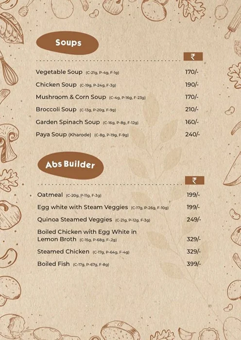 The Fit Food menu 