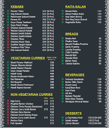La Taj - Biryani & Kebabs menu 