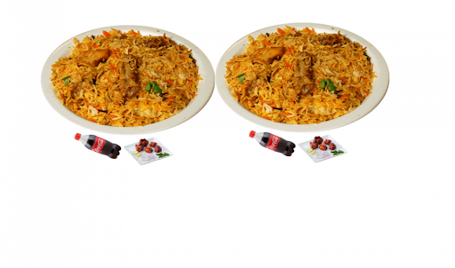 Guntur Chicken Biryani Combo ( Serves 2) + 6 Pcs Kabab + 2 Coke 200 Ml