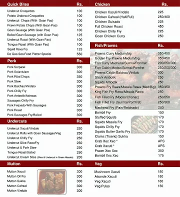 De Goa Kitchen menu 