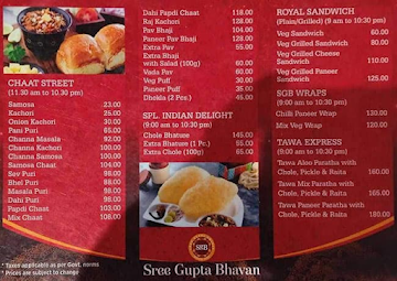 Sree Gupta Bhavan menu 