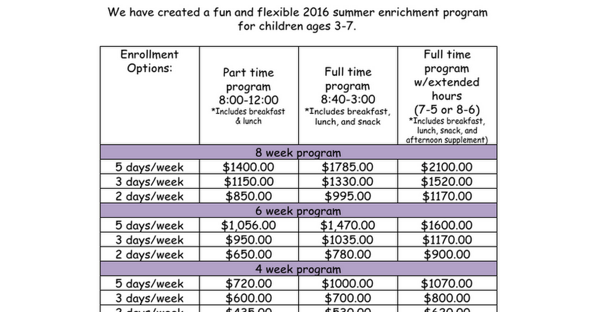 summer enrichment price list 2015.doc