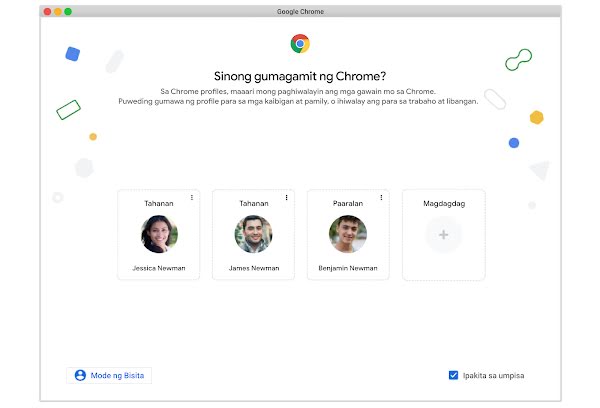 Isang screenshot mula sa bagong Chrome profile