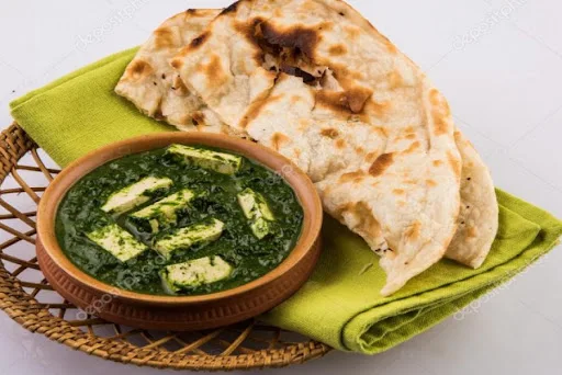 Palak Panner + 5 Butter Roti+salad + Lasan Chutney