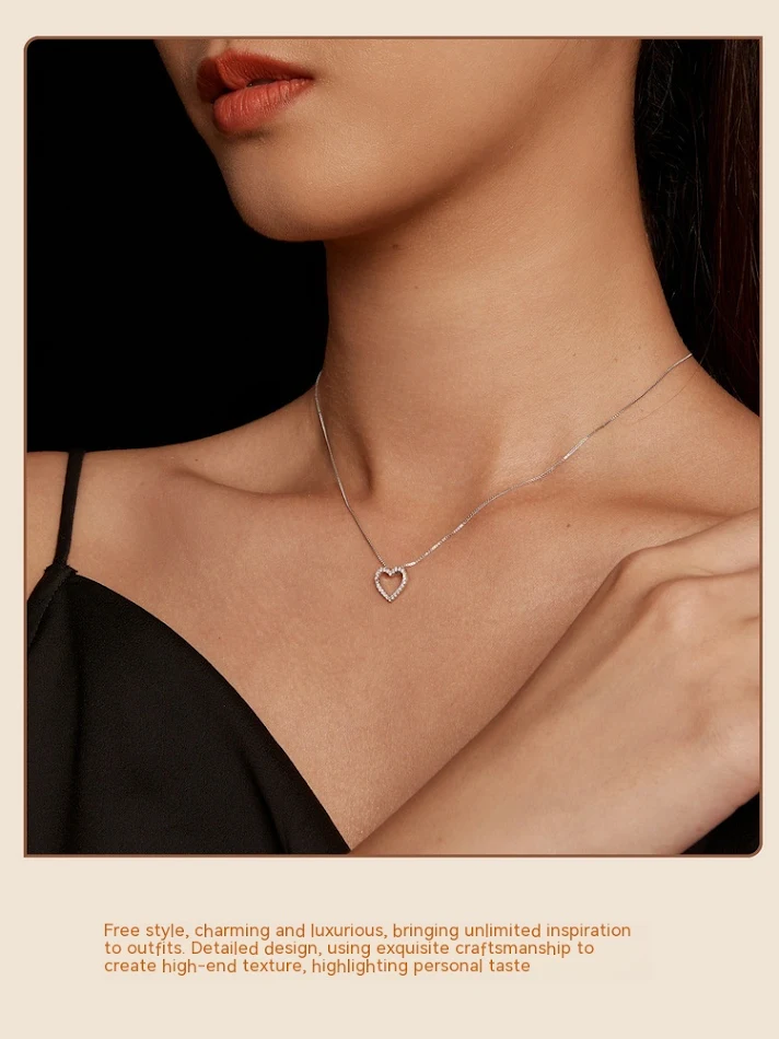 Hartvormige moissanite ketting van S925 sterling zilver, eenvoudig en klassiek, een elegant cadeau om liefde en genegenheid te tonen.