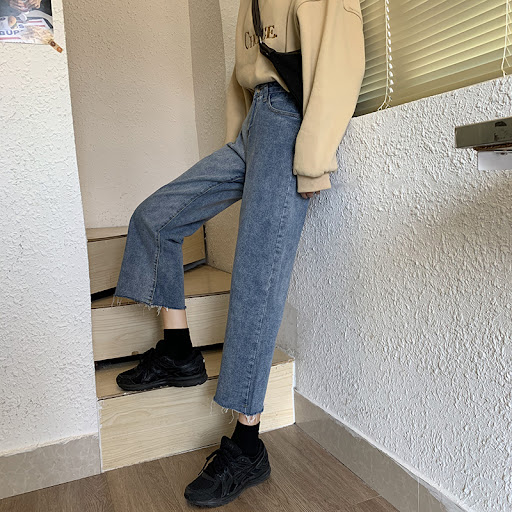 Title 5, New Spring Korean High-Waist Loose Straight-Leg...