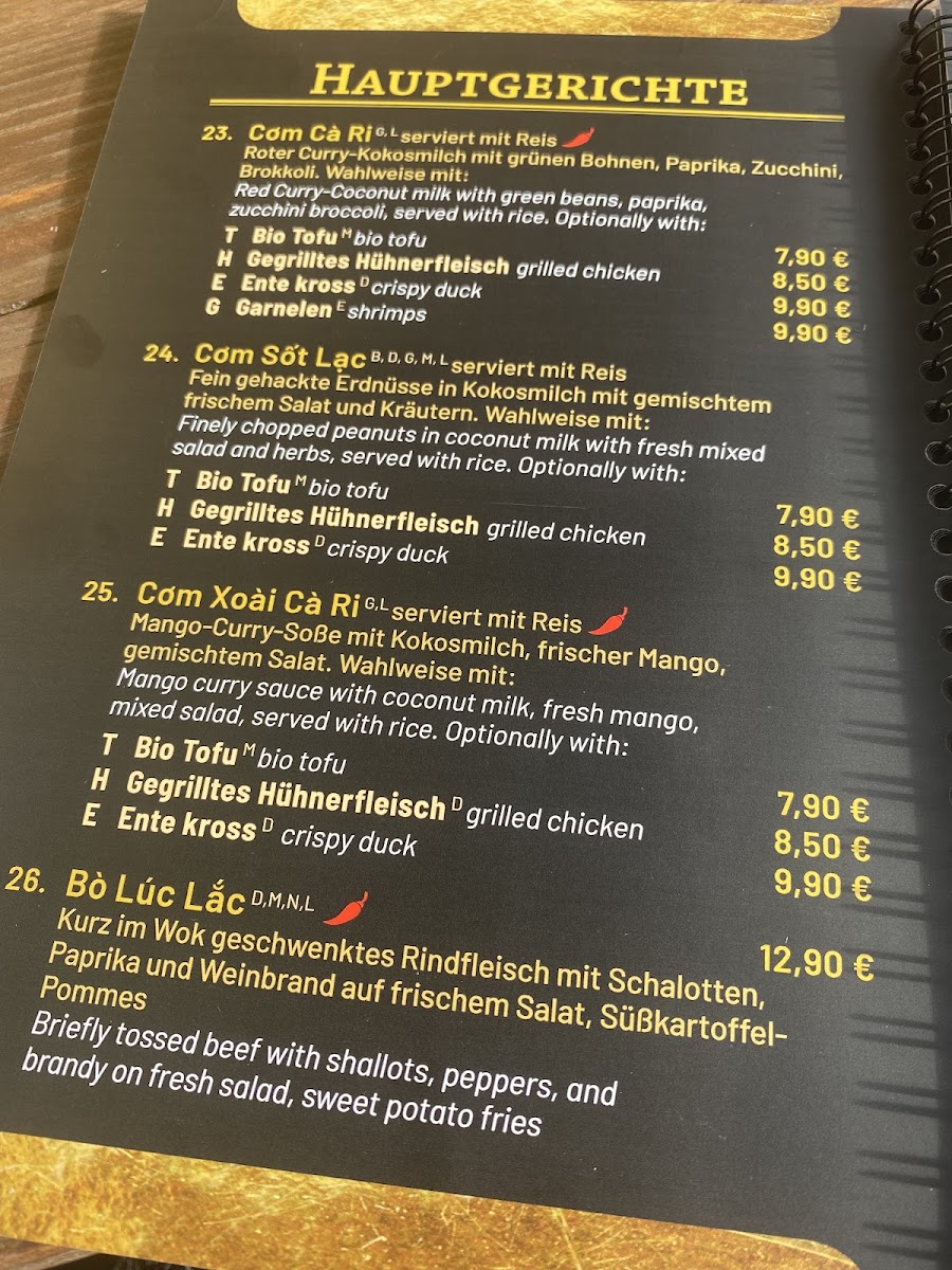 Ông Chu gluten-free menu