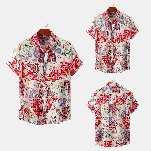 Title 4, Mens casual short sleeve floral shirt, a styli...
