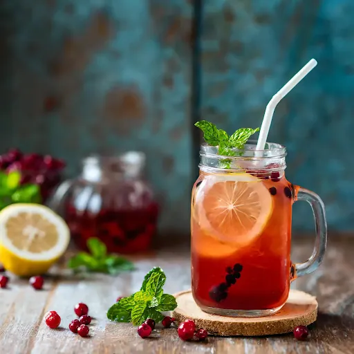 Cranberry Mint Lemon Bubble Tea [450 Ml, Mason Jar]