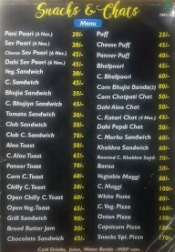 Snacks & Chats menu 1