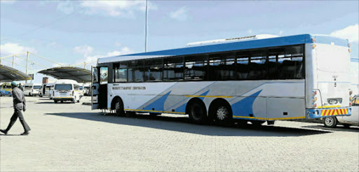 BLOCKED: Taxi bosses blockade government-funded Mayibuye busses over the use of Mdantsane rank. Picture: SIBONGILE NGALWA